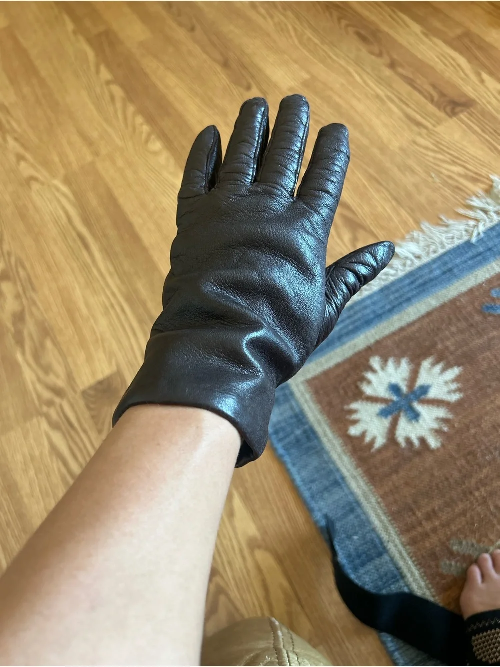 Women's VTG Dark Brown 10% real genuine Leather Gloves by FOWNES vintage 7.5